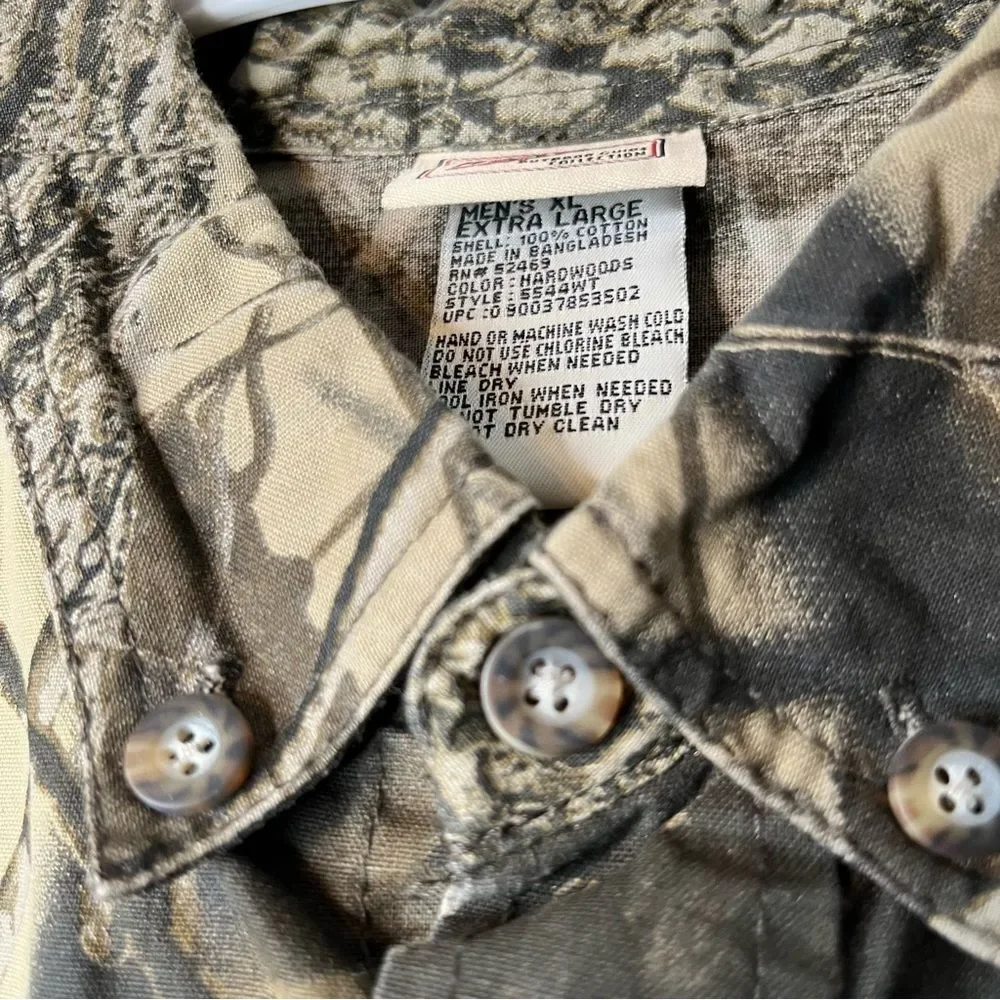 Woolrich RealTree Hardwood Camo Button Down Shirt Size XL